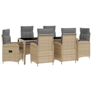 vidaXL Set da pranzo per esterni 7 pz Beige e Grigio Chiaro polyrattan