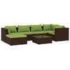 vidaXL Set Divani da Giardino 7 pz con Cuscini in Polyrattan Marrone