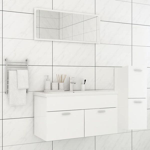 vidaXL Set Mobili da Bagno Bianco in Legno Multistrato