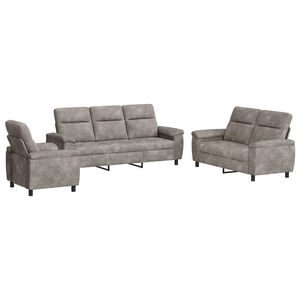 vidaXL Set di divani 3 pcs Grigio Chiaro Pelle Scamosciata Sintetica