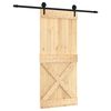 vidaXL Porta Scorrevole con Set Hardware 90x210 cm Legno Massello Pino