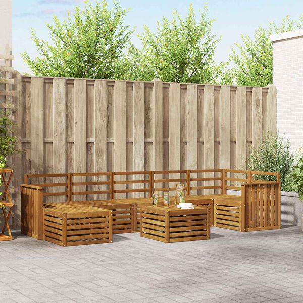 vidaXL Set divani 8 pcs Naturale Legno di Acacia Massello