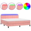 vidaXL Letto a Molle con Materasso e LED Rosa 180x200 cm in Velluto