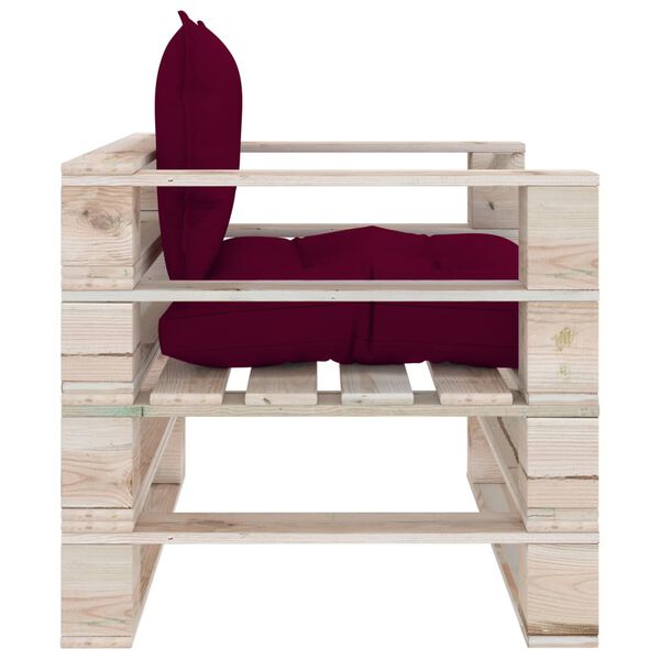 vidaXL Poltrona Giardino Pallet con Cuscini Rosso Vino Legno di Pino