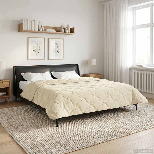 vidaXL Duvet Invernale Crema 220 x 240 cm Microfibra e Fleece Teddy