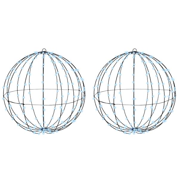 vidaXL Palla con 384 LED 2 pcs Bianco freddo 60 cm Metallo