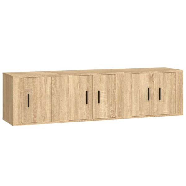 vidaXL Set di Mobili Porta TV 3 pz Rovere Sonoma in Legno Multistrato