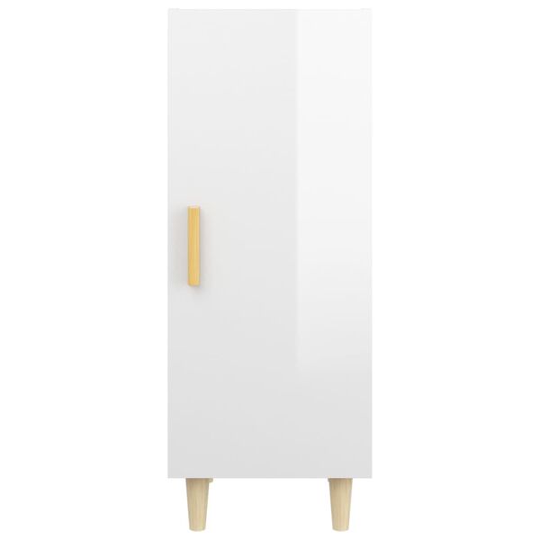 vidaXL Credenza 34,5x34x90 cm in Legno Multistrato Bianco Lucido