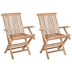 vidaXL Sedia da giardino pieghevole 2 pz Naturale Legno di teak solido