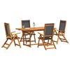 vidaXL Set Pranzo da Giardino 5pz Legno Massello di Acacia e Textilene