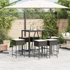 vidaXL Set Bar da Giardino 7 pz con Cuscini in Polyrattan Nero