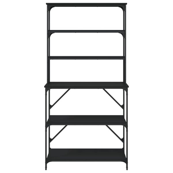 vidaXL Scaffale da Cucina 6 Ripiani Nero 90x40x180cm Legno Multistrato