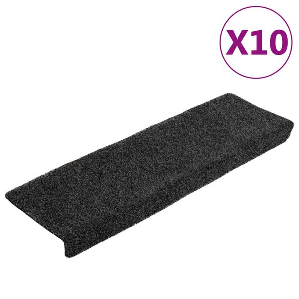 vidaXL Tappetini per scale autoadesivi 10 pz 65x21x4 cm Grigio Scuro bordo rettangolare