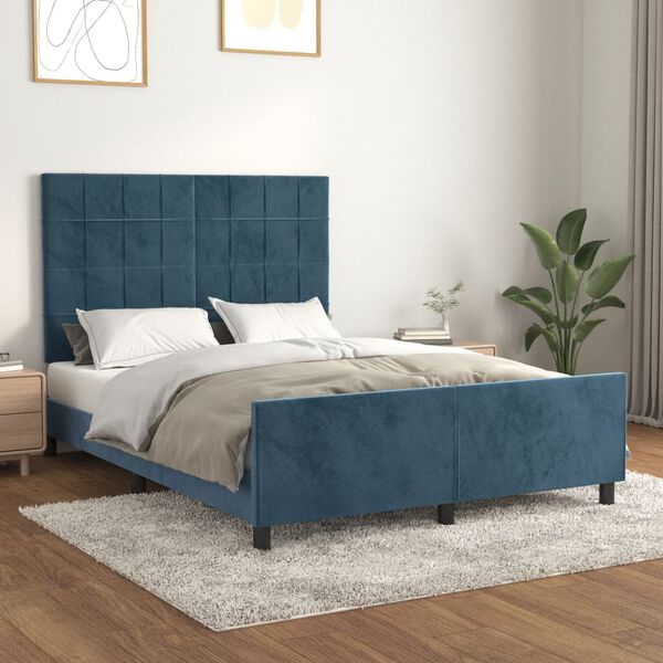 vidaXL Giroletto senza Materasso Blu Scuro 140x200 cm Velluto