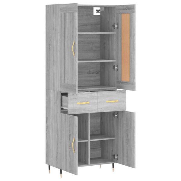 vidaXL Credenza Grigio Sonoma 69,5x34x180 cm in Legno Multistrato