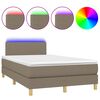 vidaXL Letto a Molle con Materasso e LED Tortora 120x190 cm in Tessuto