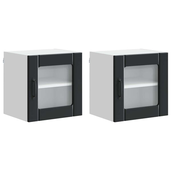 vidaXL Mobile da cucina 2 pcs Nero 40 x 31 x 40 cm Legno multistrato