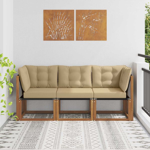 vidaXL Divano modulare da esterno e angolare 3 Pezzo Naturale