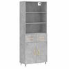 vidaXL Credenza Grigio Cemento 69,5x34x180 cm in Legno Multistrato
