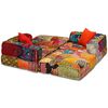 vidaXL Pouf Modulare a 3 Posti in Tessuto Patchwork