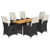 vidaXL Set da Pranzo da Giardino 7 pz Nero con Cuscini in Polyrattan