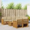 vidaXL Set divani 9 pcs Naturale e Beige Legno di Acacia Massello