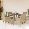 vidaXL Set da Pranzo da Giardino 5 pz con Cuscini Polyrattan e Vetro