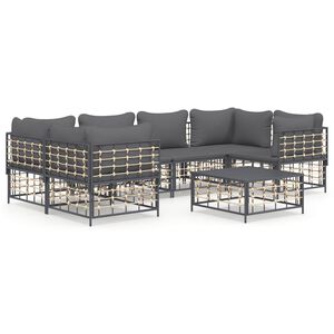 vidaXL Set Divani da Giardino 7 pz con Cuscini Antracite in Polyrattan