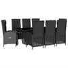 vidaXL Set da Pranzo da Giardino 9 pz con Cuscini Nero in Polyrattan