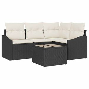 vidaXL Set di divani con cuscino 5 pcs Nero polyrattan