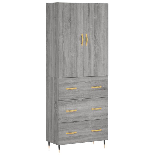vidaXL Credenza Grigio Sonoma 69,5x34x180 cm in Legno Multistrato