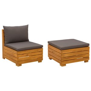 vidaXL Set Lounge da Giardino 2 Pezzo Marrone Legno di Acacia Massello
