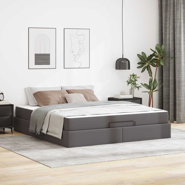 vidaXL Struttura letto con materasso con materasso 2 pcs Grigio PVC