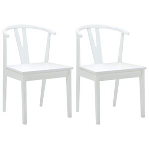 vidaXL Sedia da pranzo 2 pcs Bianco e Bianco Legno di gomma solido