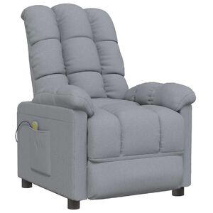 vidaXL Poltrona Massaggiante in Tessuto Grigio Chiaro
