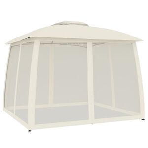 vidaXL Gazebo con Tetto Doppio e Pareti Rete Crema 2,93x2,93 m Acciaio