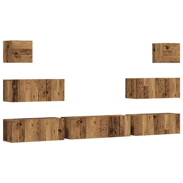 vidaXL Set Mobile TV 7 pz Montato a Parete Legno Antico in Truciolato