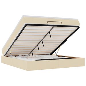 vidaXL Struttura Letto Pouf con Materasso Crema 160x200 cm in Tessuto