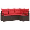 vidaXL Set Divano da Giardino 4 pcs Marrone e Rosso polyrattan