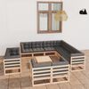 vidaXL Set Divani Giardino 12 pz con Cuscini in Legno Massello di Pino