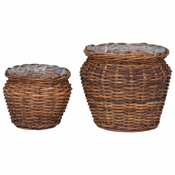 vidaXL Cesto per Piante con archiviazione 2 pcs Marrone Rattan Lacak