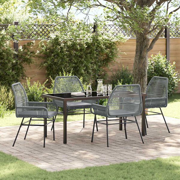 vidaXL Set da Pranzo per Giardino con cuscino 5 pcs Grigio polyrattan
