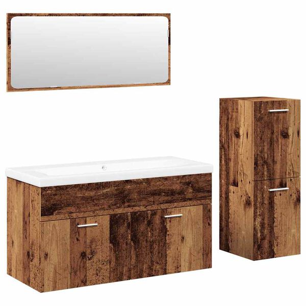 vidaXL Set Mobili da Bagno 4 pz Legno Antico in Legno Multistrato