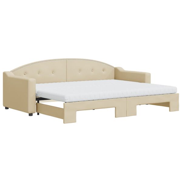 vidaXL Divano Letto Estraibile con Materassi Crema 80x200 cm Tessuto