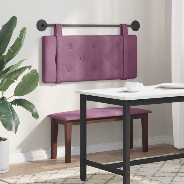 vidaXL Testata appesa Montaggio a parete Viola 110 x 55 x 5 cm Velluto