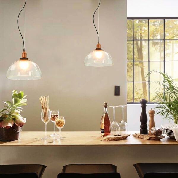 vidaXL Lampade a Sospensione 2 pz Trasparenti Tonde 30 cm E27