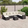 vidaXL Set Divani da Giardino 9 pz con Cuscini Nero in Polyrattan