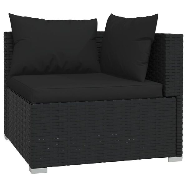 vidaXL Set Divani da Giardino 12 pz con Cuscini in Polyrattan Nero