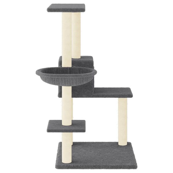 vidaXL Albero per Gatti con Tiragraffi in Sisal Grigio Scuro 95 cm