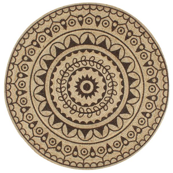 vidaXL Tappeto Lavorato a Mano in Juta con Stampa Marrone Scuro 90 cm